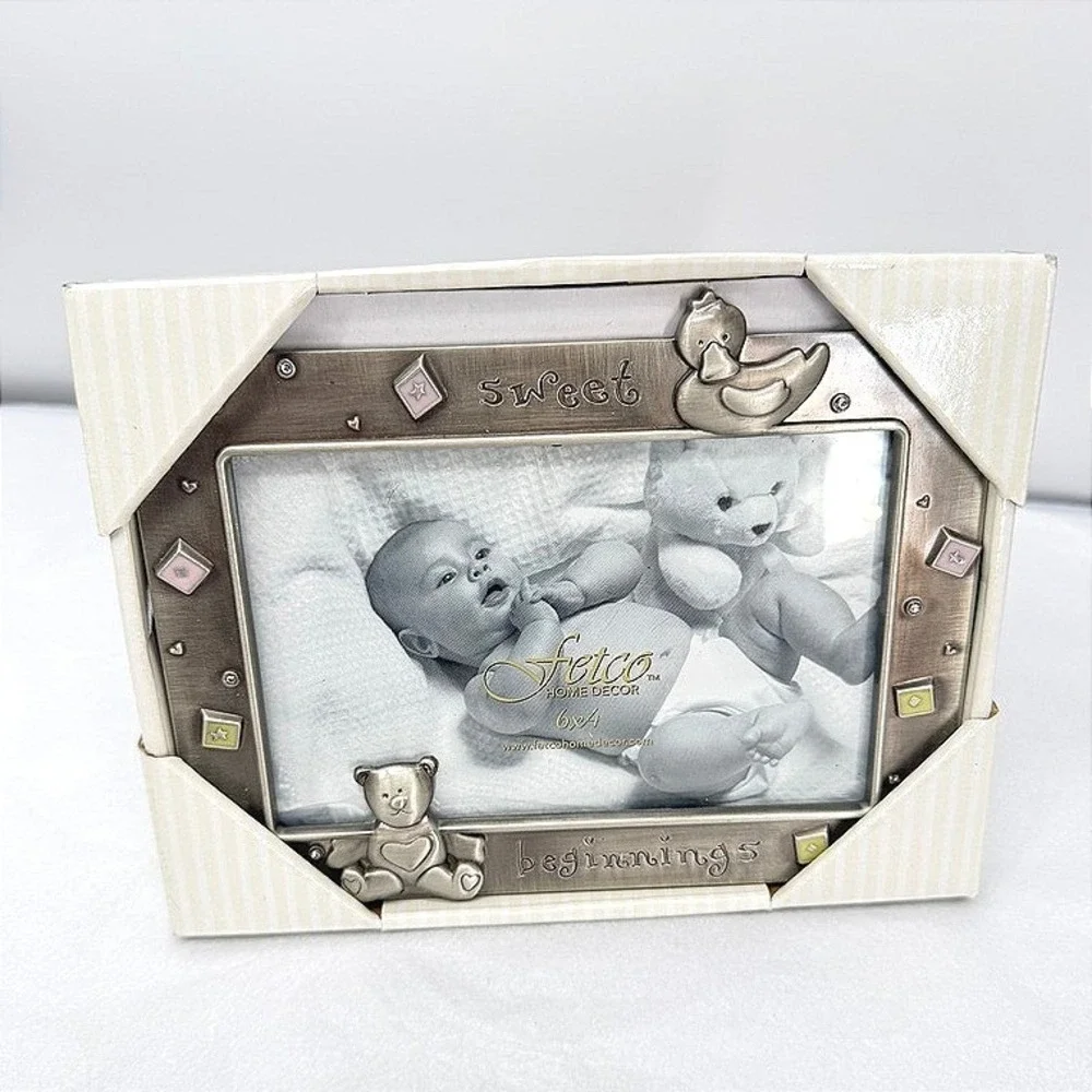 Fetco Baby Nursery Sweet Beginnings Picture Frame Pewter Finish Gift NEW 5.5x3.5